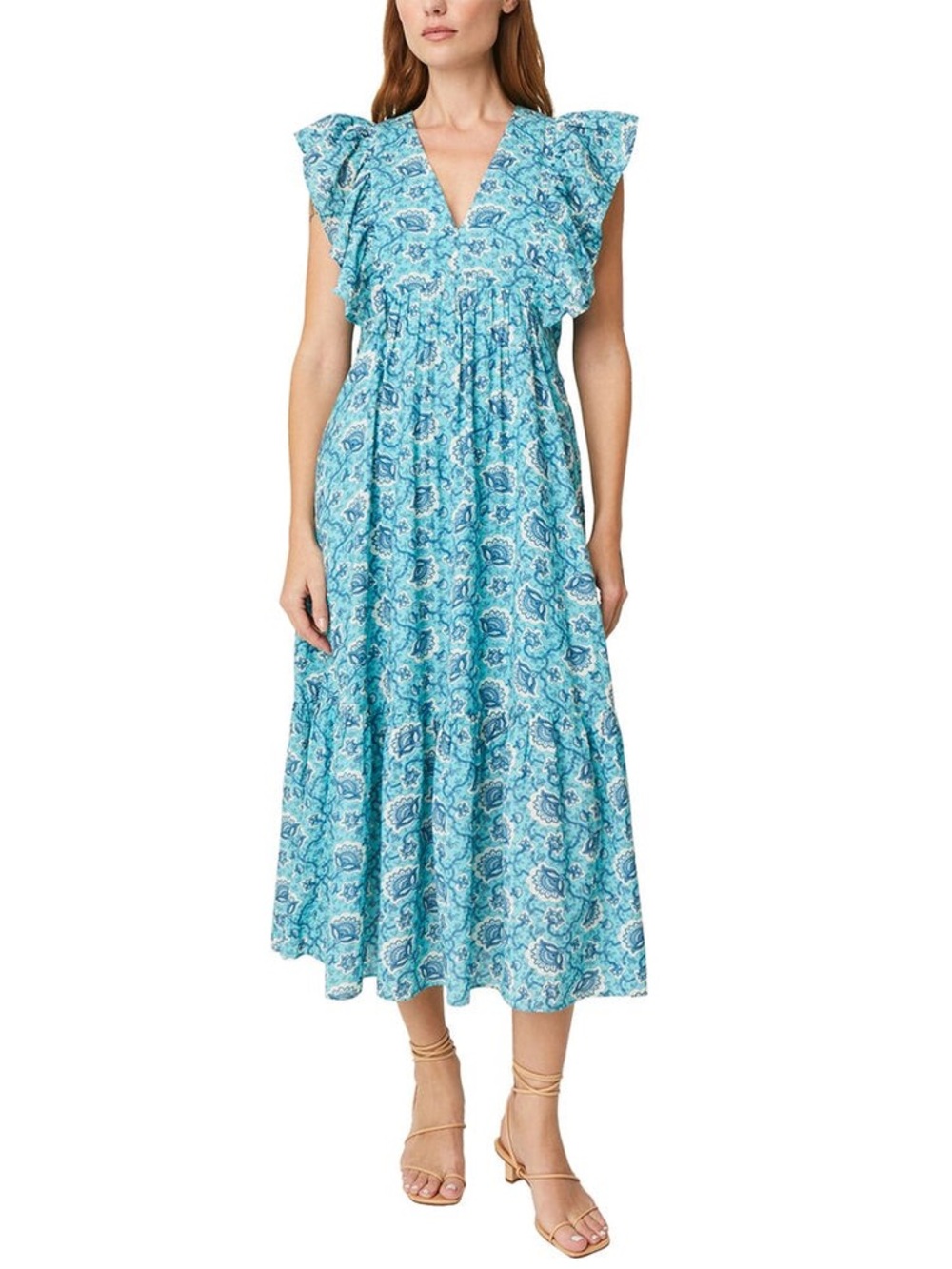 Rhode Tasha Midi Dress in Aqua Lotis Print Size 6 6172